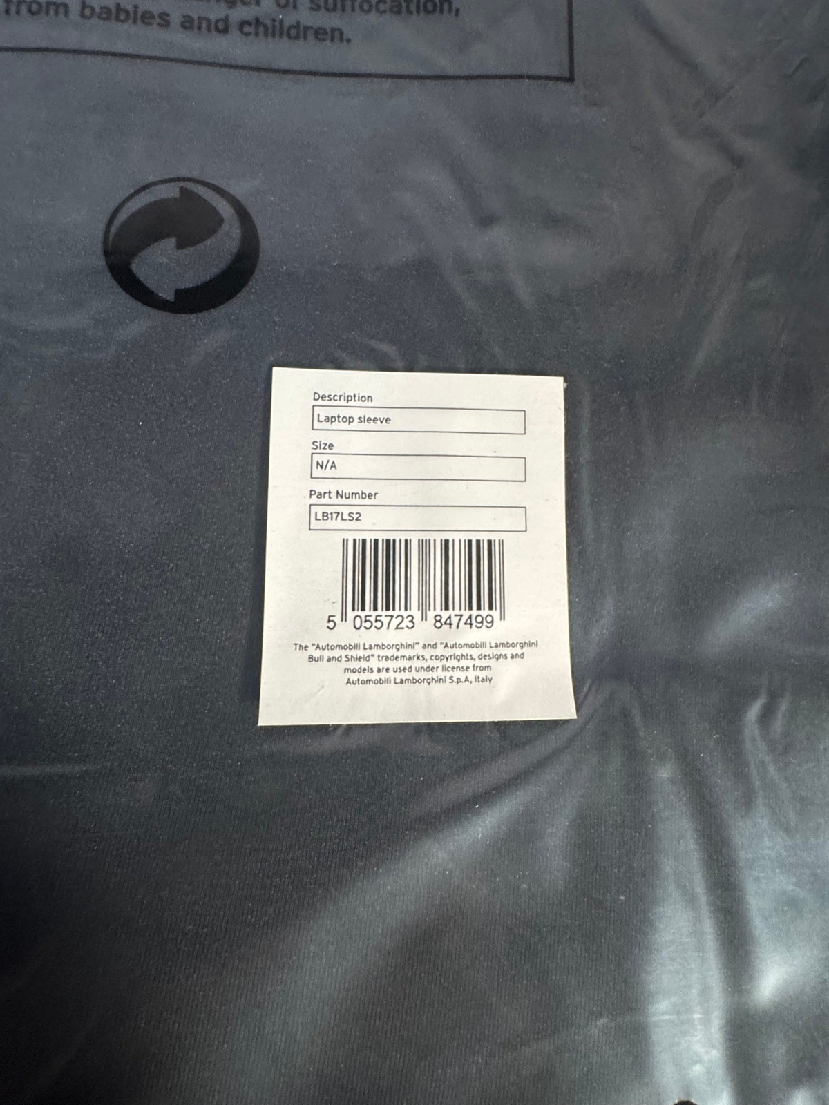 Lamborghini Squadra Corse Laptop Sleeve 13 in or 17 in Black Grey Hexagon