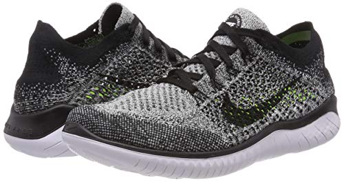 Nike Men's Free Run Flyknit 2018 Running Shoes, White Black, 10/10.5/8