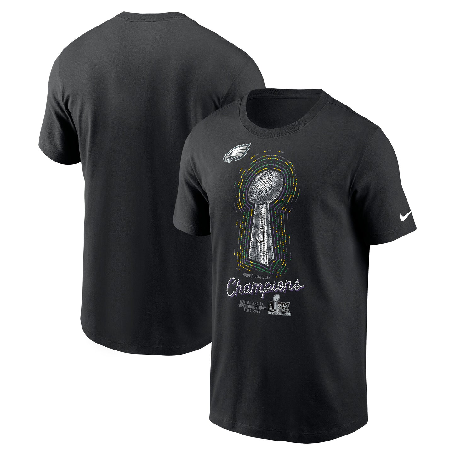 Philadelphia Eagles Nike Super Bowl LIX Champions Lombardi Trophy T-Shirt - Black - Size XL - Nike