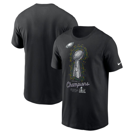 Philadelphia Eagles Nike Super Bowl LIX Champions Lombardi Trophy T-Shirt - Black - Size XL