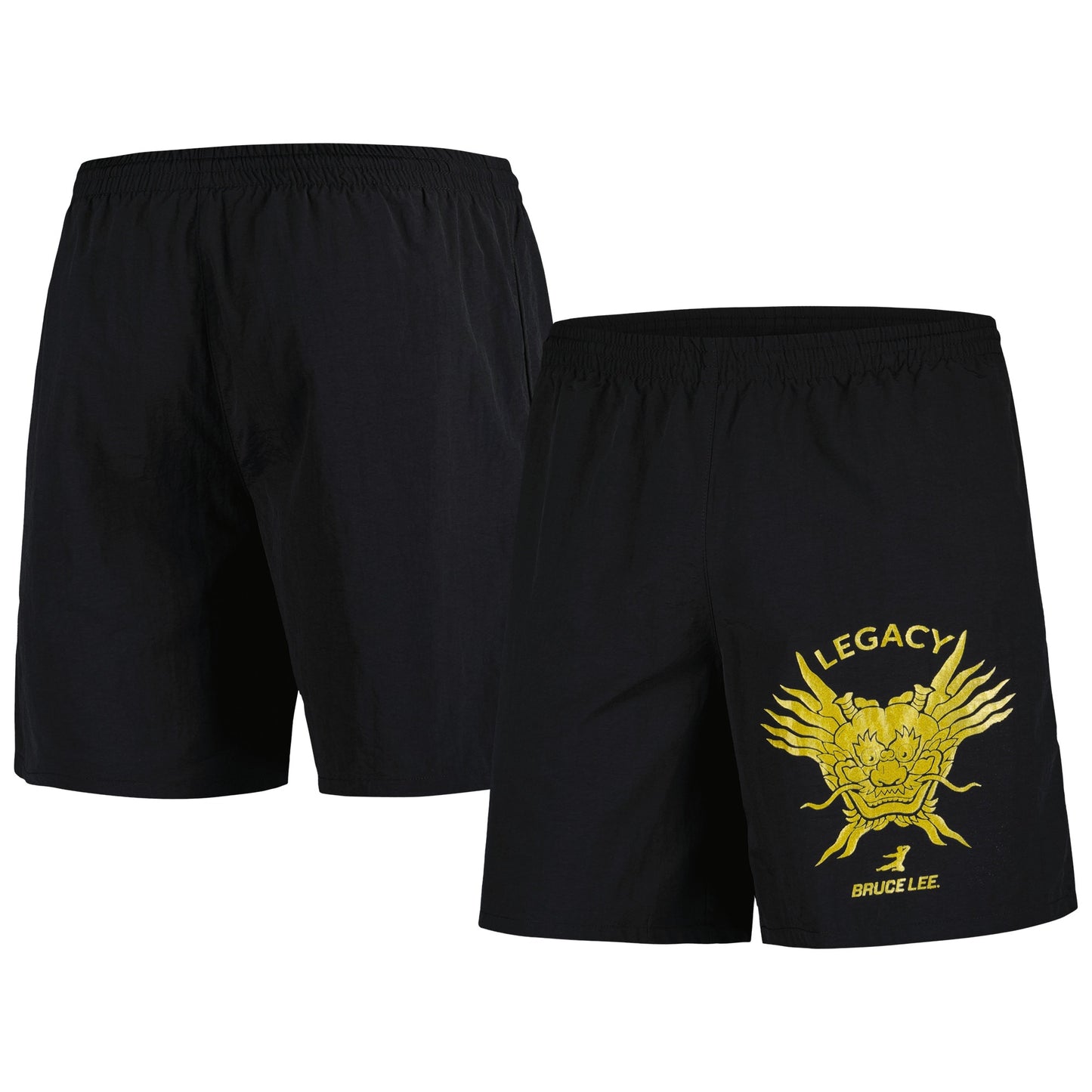 Bruce Lee Mitchell & Ness Dragon's Head Script Shorts - Black - Size S - Mitchell & Ness
