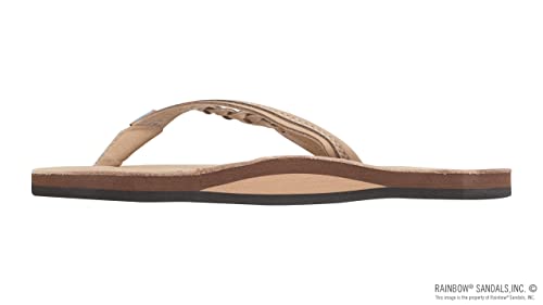 Rainbow Sandals Women’s Flirty Braidy Premier Leather w/Single Braided Strap, Sierra Brown, Ladies 11/10.5-11.5 B(M) US