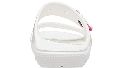 Crocs Unisex-Adult Classic Tie Dye Two-Strap Sandals, Rainbow Swirl, 6 Men/8 Women