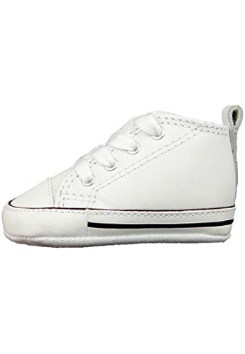 Converse CT Unisex-Child First Star Leather High Top Sneaker, White, 4 M US Toddler