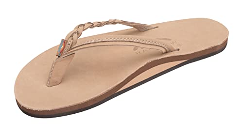 Rainbow Sandals Women’s Flirty Braidy Premier Leather w/Single Braided Strap, Sierra Brown, Ladies 11/10.5-11.5 B(M) US
