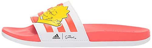 adidas Women's Adilette Comfort Slides Sandal, White/White/Black, 6