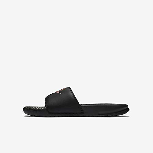 Nike Women's Benassi Just Do It Sandal, Black/Rose Gold, 11 Regular US