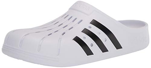 adidas Unisex Adilette Clog Slide Sandal, Footwear White/Core Black/Footwear White, 6 US Men