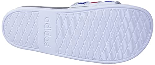adidas Men's Adilette Comfort Adjustable Slides Sandal, White/Team Royal Blue/Scarlet