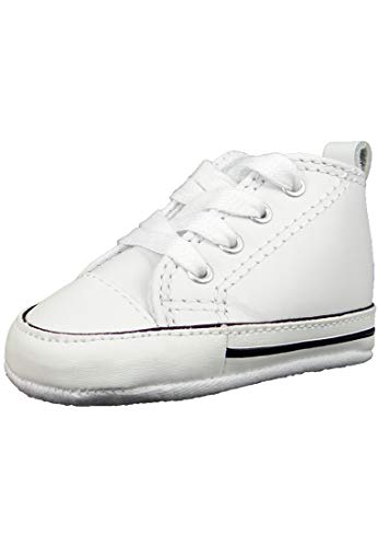 Converse CT Unisex-Child First Star Leather High Top Sneaker, White, 4 M US Toddler