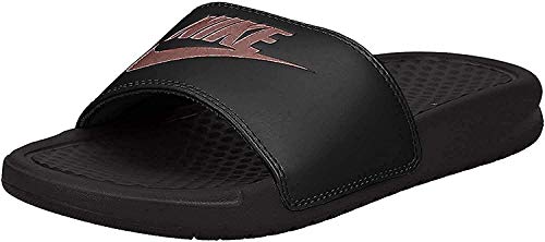 Nike Women's Benassi Just Do It Sandal, Black/Rose Gold, 11 Regular US