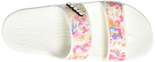 Crocs Unisex-Adult Classic Tie Dye Two-Strap Sandals, Rainbow Swirl, 6 Men/8 Women