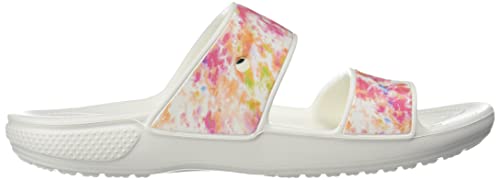 Crocs Unisex-Adult Classic Tie Dye Two-Strap Sandals, Rainbow Swirl, 6 Men/8 Women