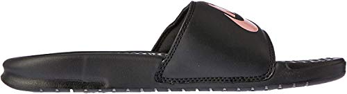 Nike Women's Benassi Just Do It Sandal, Black/Rose Gold, 11 Regular US