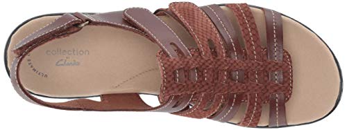 Clarks Women's Leisa Rhea Sandal, Mahogany Leather/Nubuck Combi, 9.5