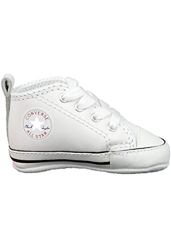 Converse CT Unisex-Child First Star Leather High Top Sneaker, White, 4 M US Toddler