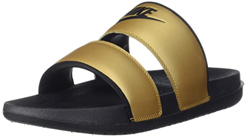 Nike Women's Offcourt Duo Slides (7, Metallic Gold/Black/Black)