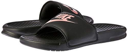 Nike Women's Benassi Just Do It Sandal, Black/Rose Gold, 11 Regular US