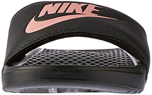Nike Women's Benassi Just Do It Sandal, Black/Rose Gold, 11 Regular US