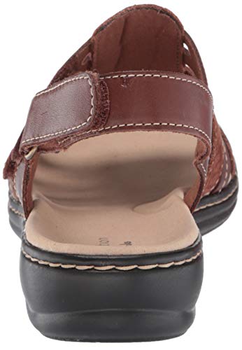 Clarks Women's Leisa Rhea Sandal, Mahogany Leather/Nubuck Combi, 9.5