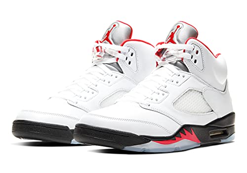 Air Jordan 5 Retro Fire Red Silver Tongue 2020 Size 14 - Men DA1911-102 White/Fire Red/Black