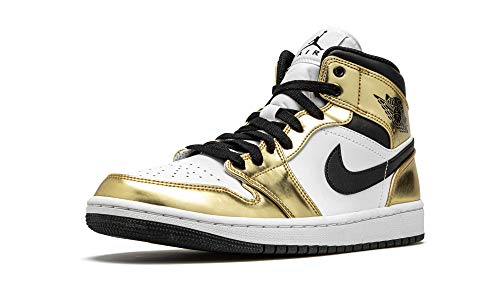 Air Jordan 1 Mid Se Metallic Gold Black White Size 10.5 - Men Dc14190-700