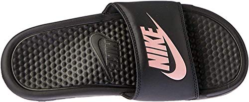 Nike Women's Benassi Just Do It Sandal, Black/Rose Gold, 11 Regular US