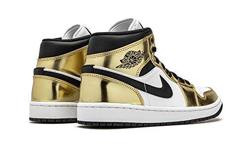 Air Jordan 1 Mid Se Metallic Gold Black White Size 10.5 - Men Dc14190-700
