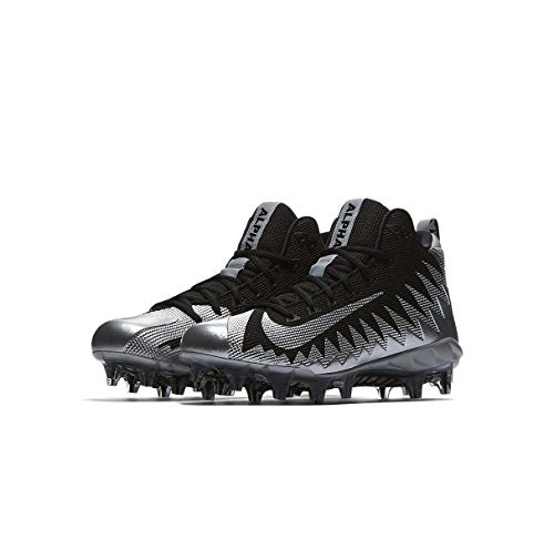 Nike Men's Alpha Menace Pro Mid Football Cleats-Metallic Silver/Black