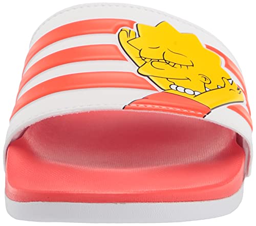 adidas Women's Adilette Comfort Slides Sandal, White/White/Black, 6