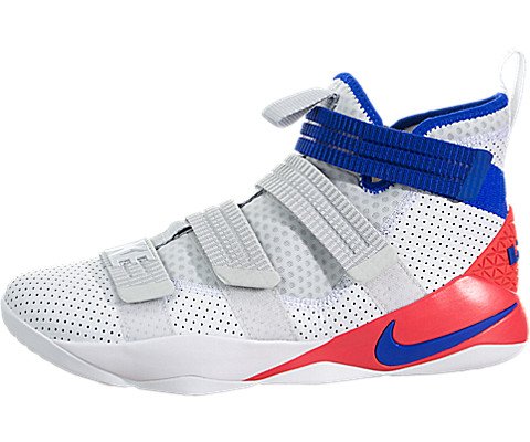 NIKE Lebron Soldier XI SFG Hombre Talla 13 Blanco Racer Azul-infrarrojo 897646-101