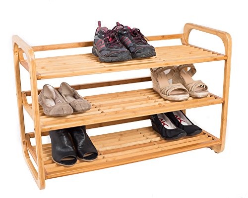 BirdRock Home Étagère à chaussures en bambou à 3 niveaux | Respectueux de l'environnement | Convient aux chaussures 9-12