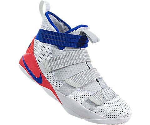 NIKE Lebron Soldier XI SFG Hombre Talla 13 Blanco Racer Azul-infrarrojo 897646-101