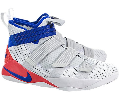 NIKE Lebron Soldier XI SFG Hombre Talla 13 Blanco Racer Azul-infrarrojo 897646-101