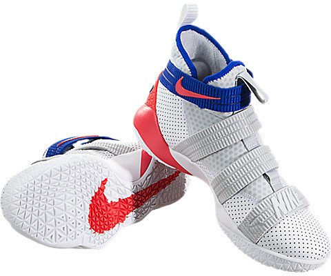 NIKE Lebron Soldier XI SFG Hombre Talla 13 Blanco Racer Azul-infrarrojo 897646-101