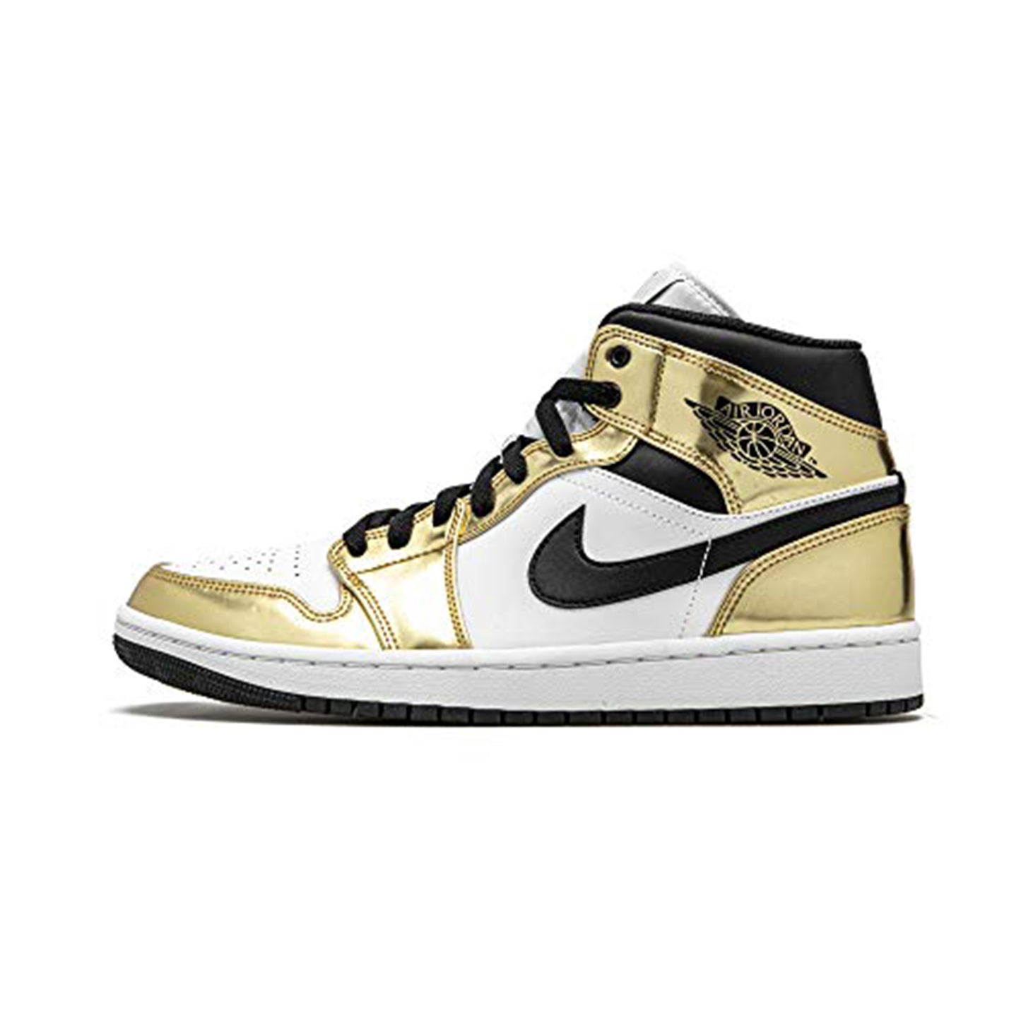 Air Jordan 1 Mid Se Metallic Gold Black White Size 10.5 - Men Dc14190-700