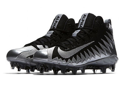 Nike Alpha Menace Pro Mid Football Cleats 871451 001 Men's Size 9/Size 10.5/Size 11.5/Size 12 Metallic Silver/Black
