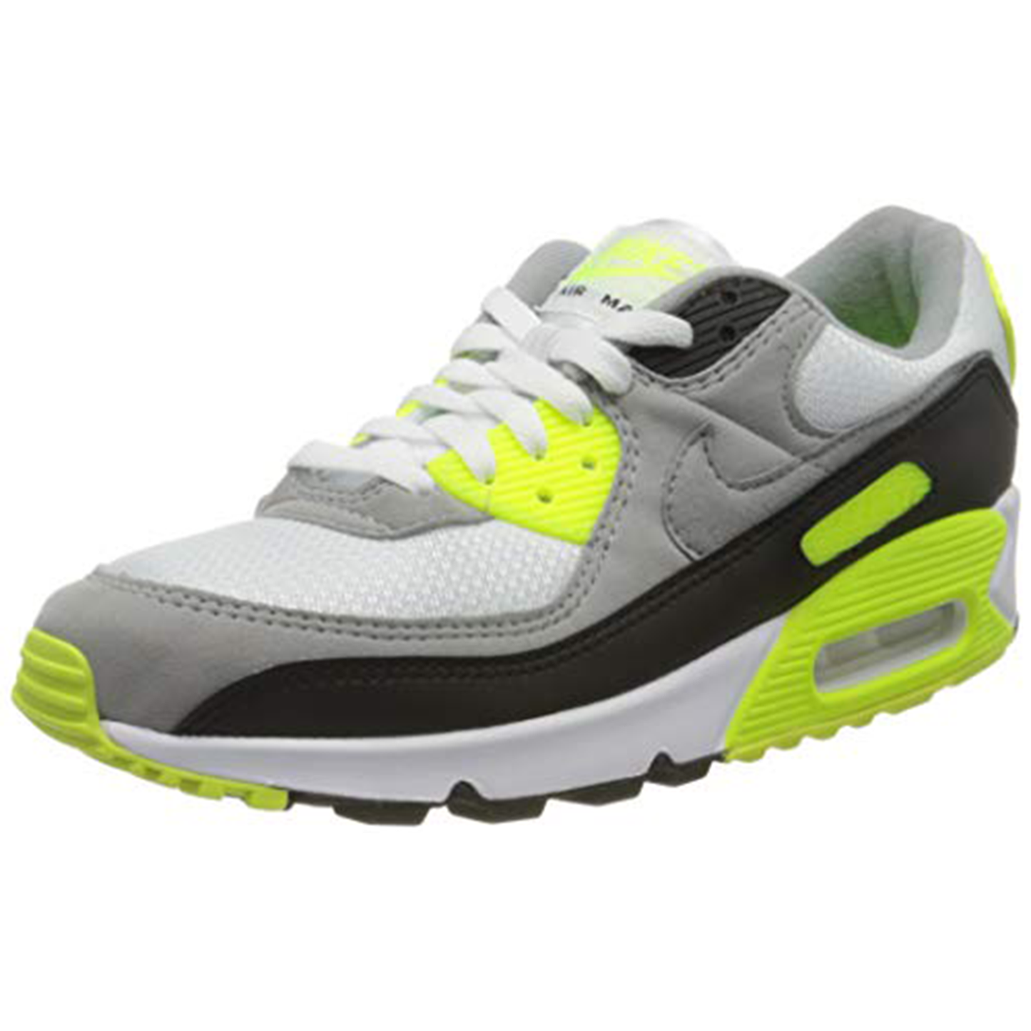 Nike Mens Air Max 90 Running Shoe, Adult, White Particle Grey Volt Black Lt Smoke Grey