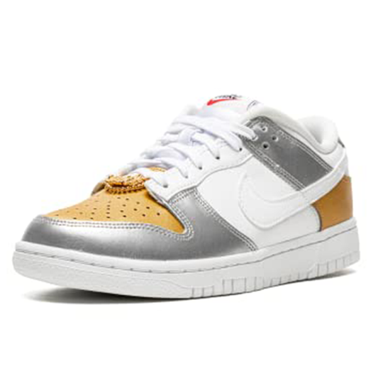 Nike Women Dunk Low DH4403-700 Gold White Silver