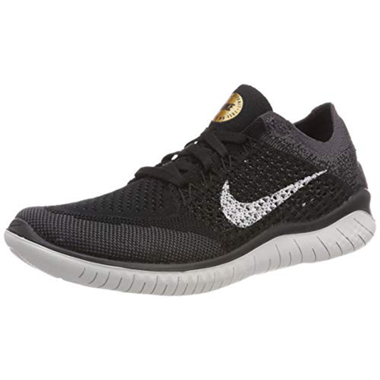 Nike Women's Free Rn Flyknit 2018 Running Shoe (9.5, Black/Vast Grey-Metallic Gold)