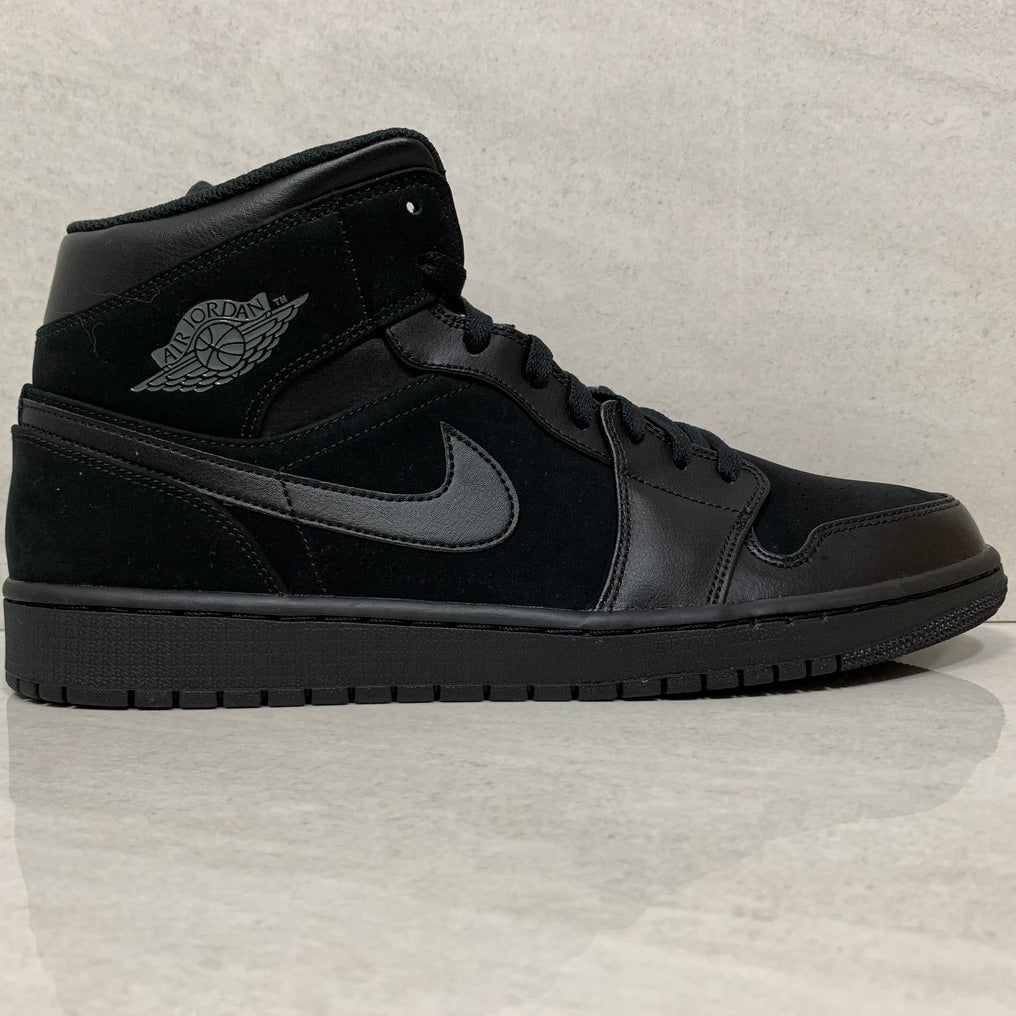 Nike Air Jordan 1 Mid Hombres Tamaño 13 Triple Negro/Gris oscuro 554724-050