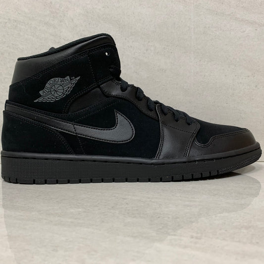 Nike Air Jordan 1 Mid Hombres Tamaño 13 Triple Negro/Gris oscuro 554724-050