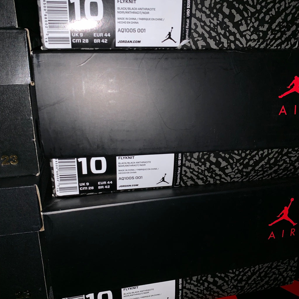 Air Jordan 3 III Retro Flyknit Negras- Aq1005-001 - Talla de hombre 9.5/Talla 10 - Brillan en la oscuridad