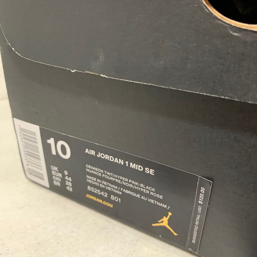 Air Jordan 1 Mid SE Crimson Tint/Hyper Pink- 852542 801 - Size 10
