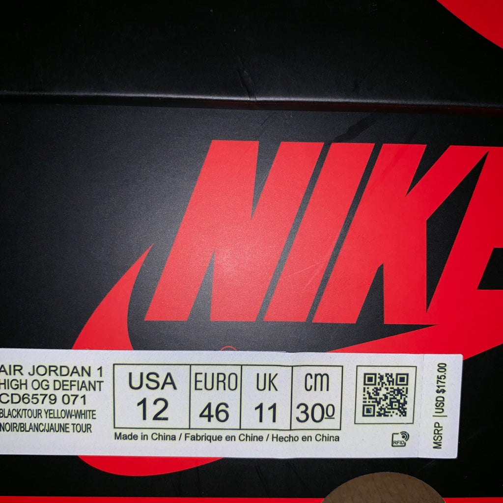 Air Jordan 1 I Retro High Og Defiant - CD6579-071 - Men's Size 11/Size 12