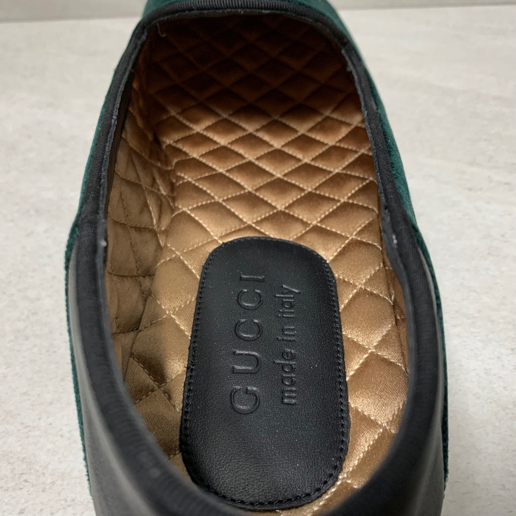 Gucci Green Embroidered Velvet Loafers - Men's Size 8.5