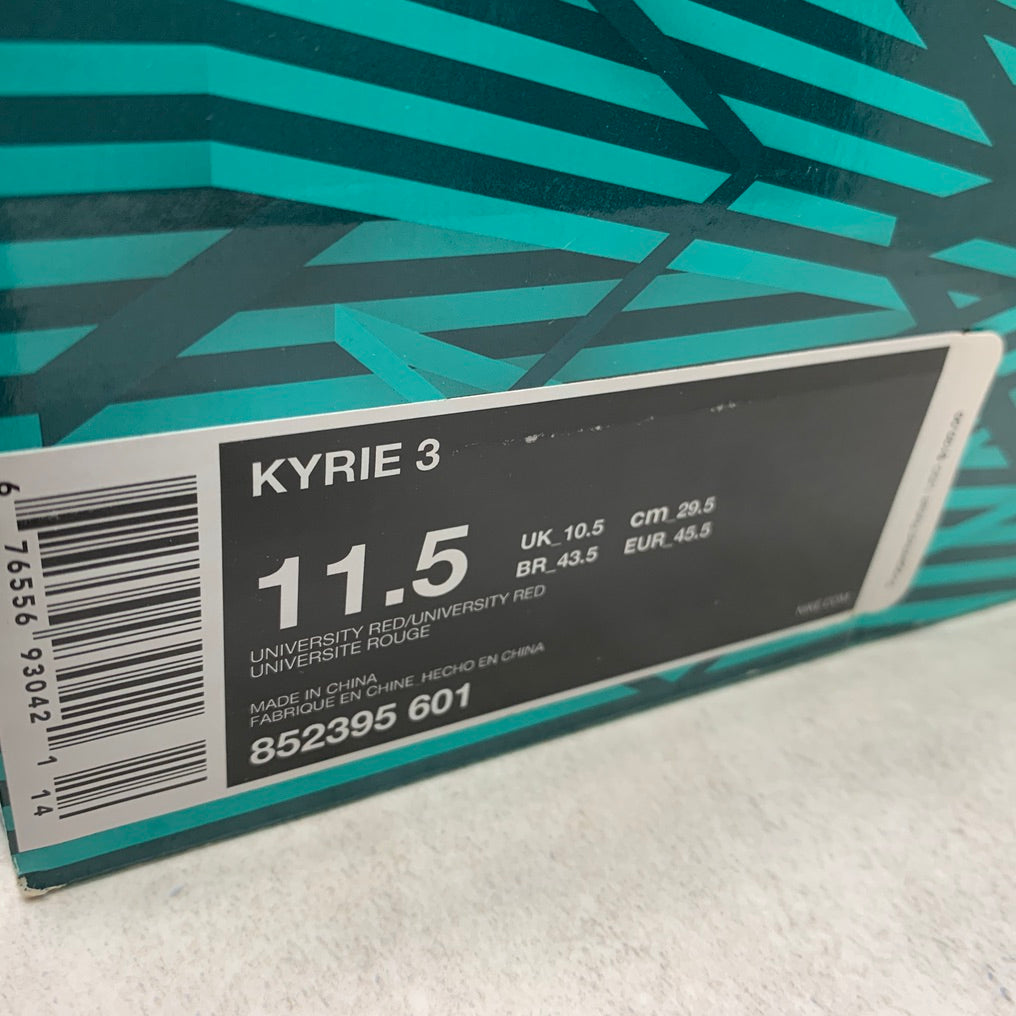 Nike Basketball Kyrie 3 Rojo universitario/Blanco - 852395 601 - Talla de hombre 11.5
