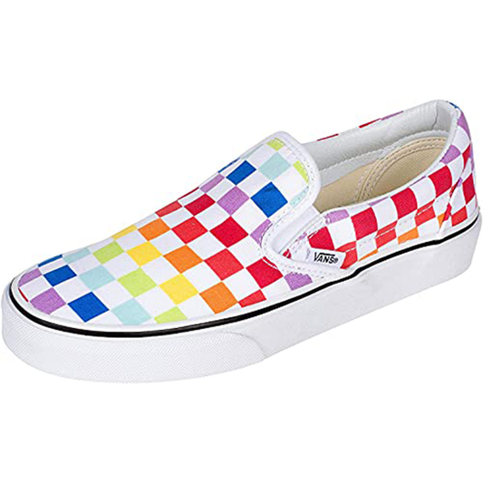 Vans Unisex Authentic Skate Shoe Sneaker Rainbow Checkerboard White 7267