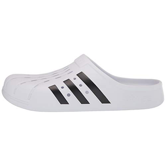 adidas Unisex Adilette Clog Slide Sandal, Footwear White/Core Black/Footwear White, 6 US Men