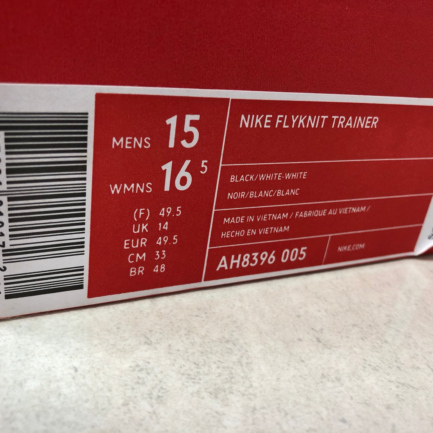 Nike Flyknit Trainer Oreo AH8396 005 Men's Size 15 Black/White